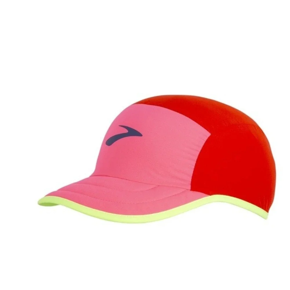 NWT Brooks Lightweight Packable Running Hat Cherry Tomato and Neon Pink